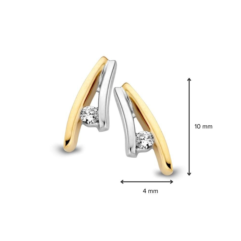 14 Karat Bicolor Gold Ohrstecker für Damen mit Diamanten – 0.06 kt Diamanten