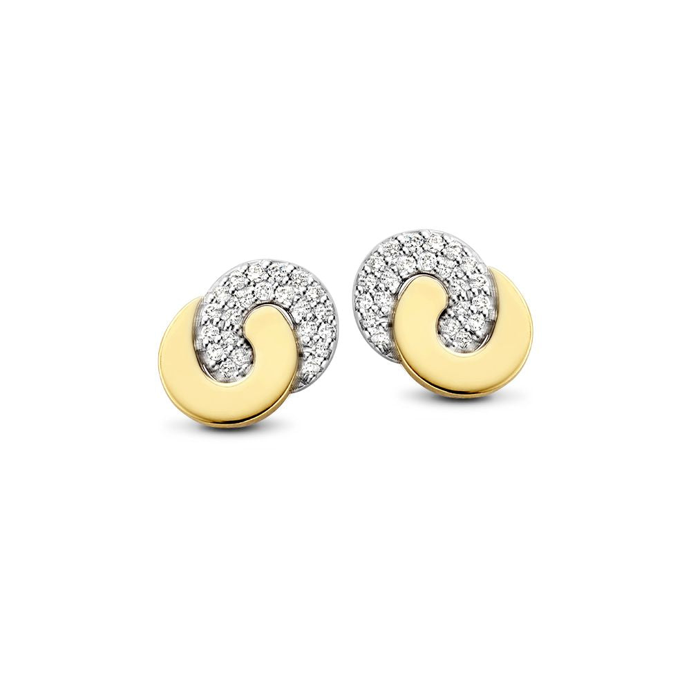 Bicolor Ohrstecker aus 14 Karat Gold mit gelbem und weißem Gold sowie Diamanten