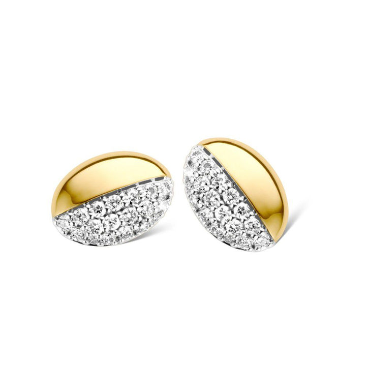 Bicolor Gouden Oorknoppen met 0,30ct Briljante Diamanten