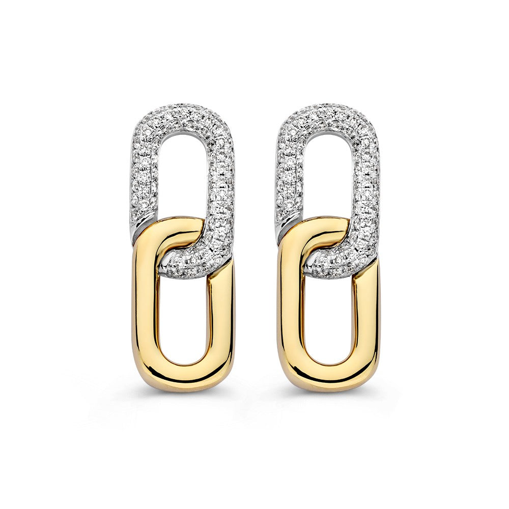 Bicolor Ohrringe aus Gold mit 0,30 ct brillanten Diamanten in ovaler Form