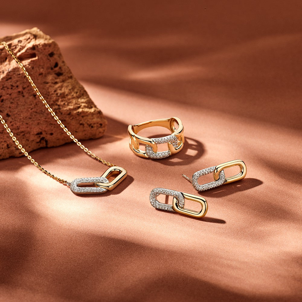 Bicolor Goldohrstecker mit 0,30ct Brillanten