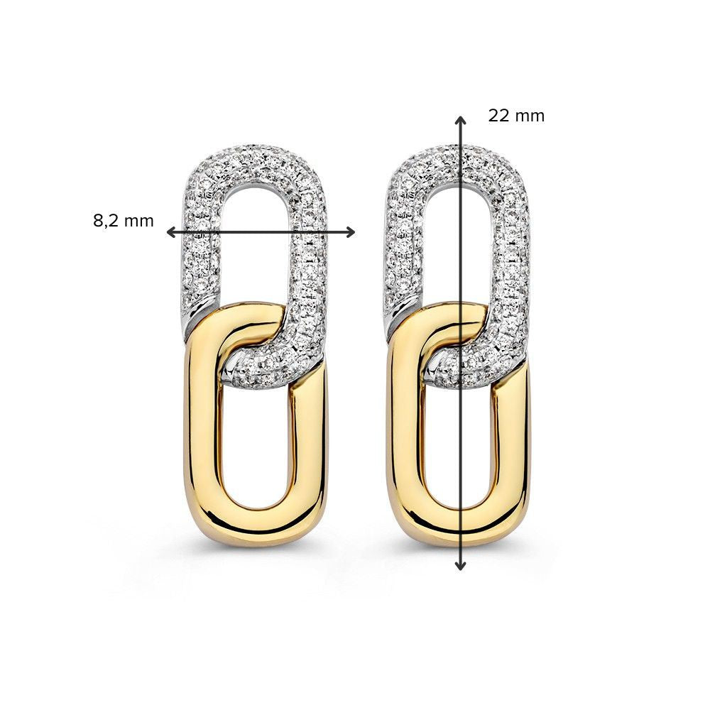 Bicolor Goldohrstecker mit 0,30ct Brillanten