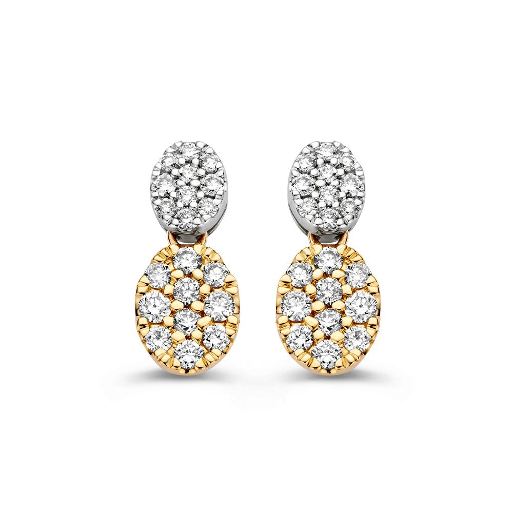 Ohrringe mit ovalem Design, 14 Karat Gold, besetzt mit 0,45 ct Diamanten im Pavé-Stil