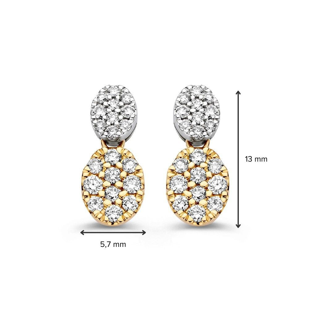 Elegante Diamant-Tropfenohrringe – 0,45 ct Pave-Fassung, ovales Design in 14k Gold