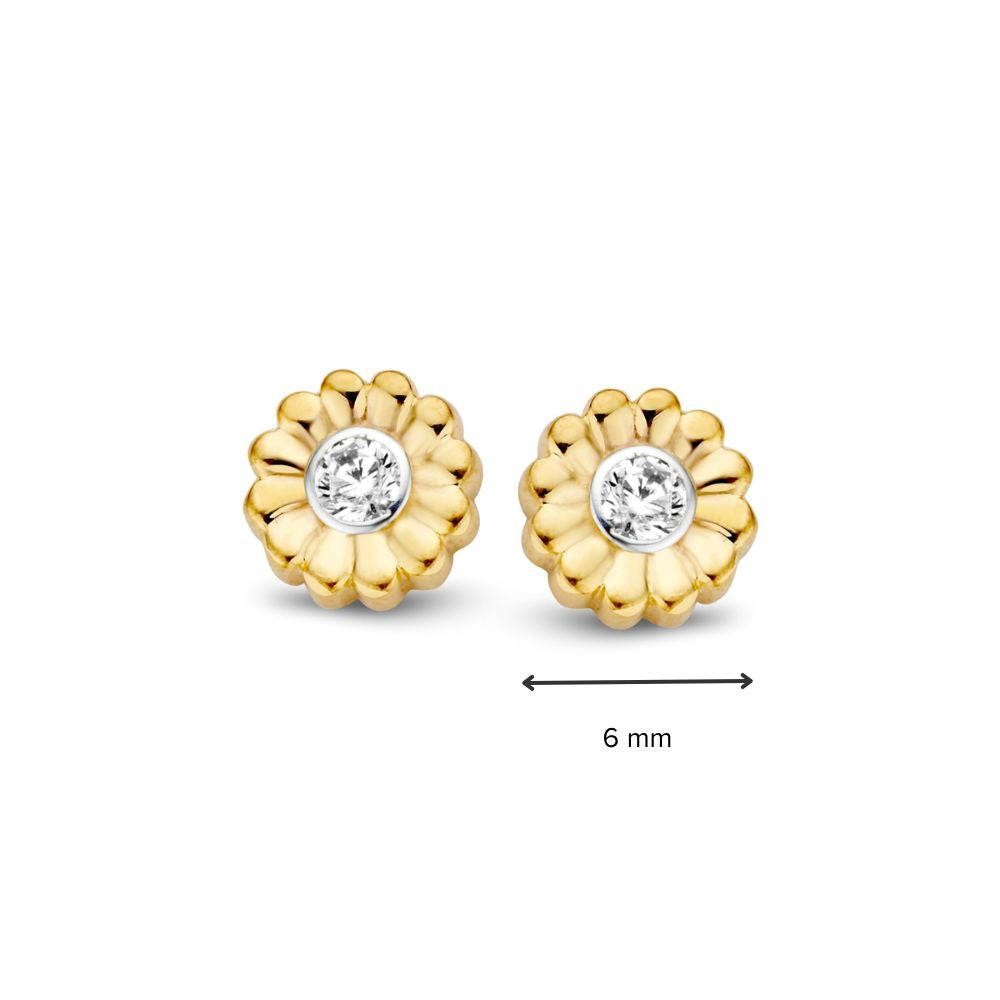 Gelbgold Ohrstecker mit Zirkonia 6 mm - 14 Karat