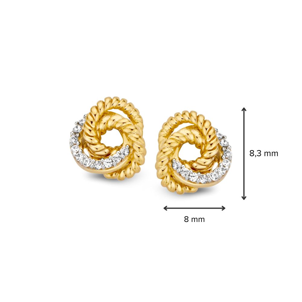 Gelbgoldene Ohrstecker mit Zirkonia – 14 Karat Gold – Kostenloser Versand