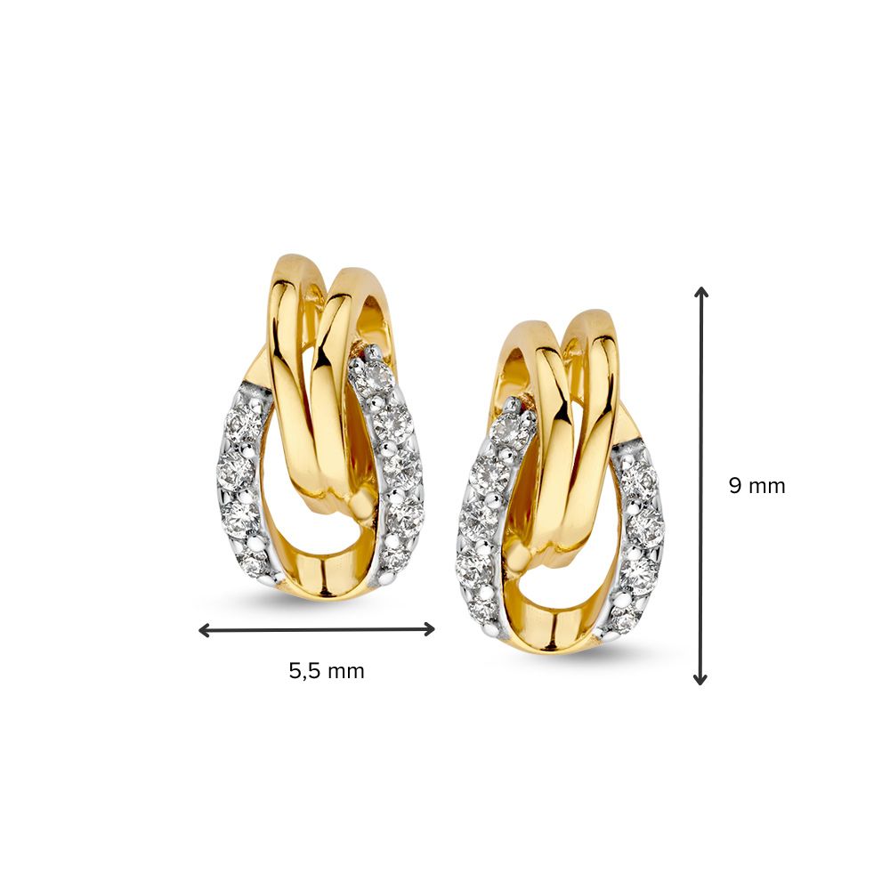 Bicolor Goldohrstecker mit Zirkonia – 14K