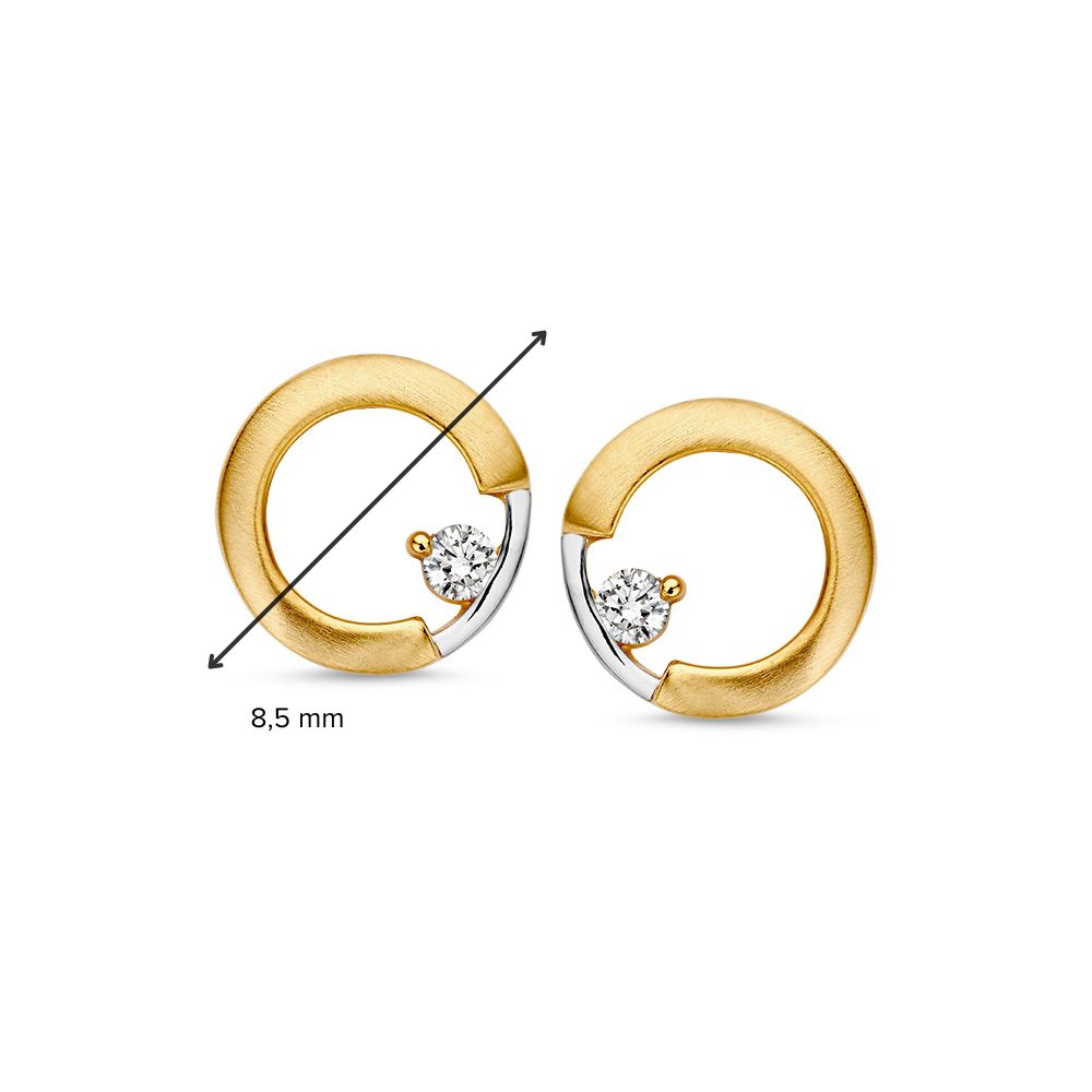 Bicolor Weiß- und Gelbgold Ohrstecker mit Zirkonia | Elegante Ohrstecker aus 14 Karat Gold