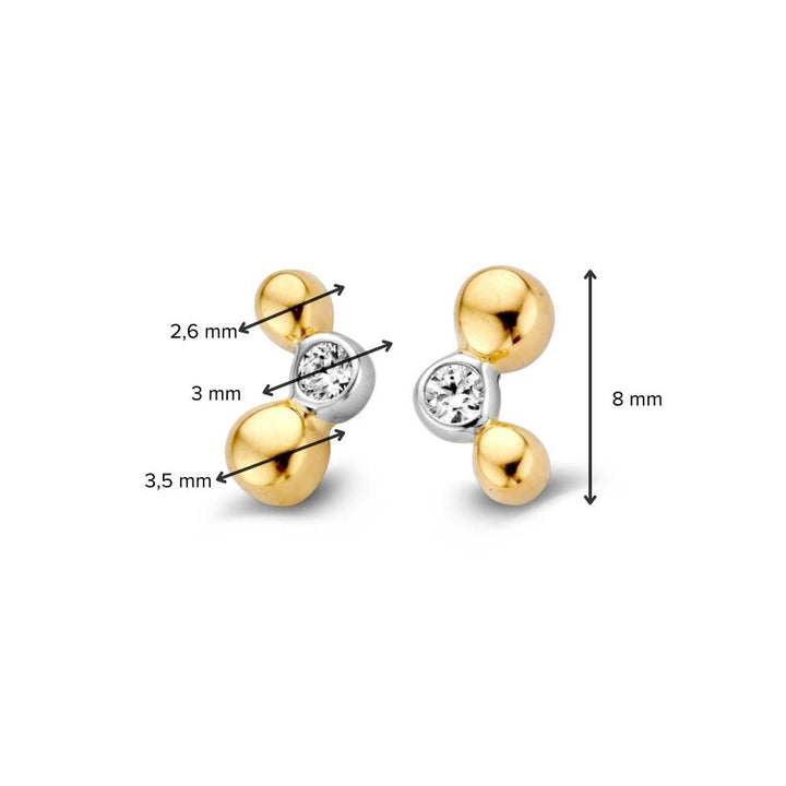 Bicolor Geel/Wit Gouden Oorstekers met Witte Zirkonia 4,5 mm
