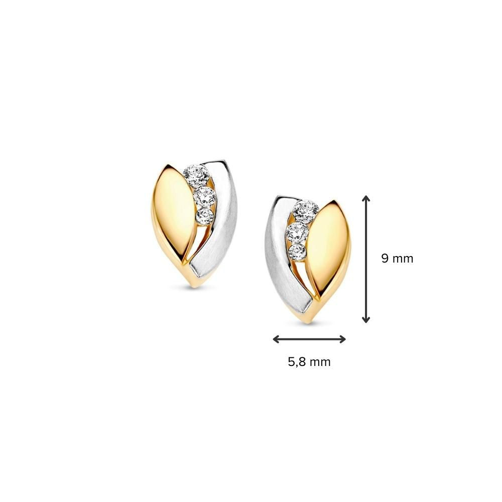 Ohrstecker aus Gelb-/Weißgold mit weißen Zirkonia für Damen
