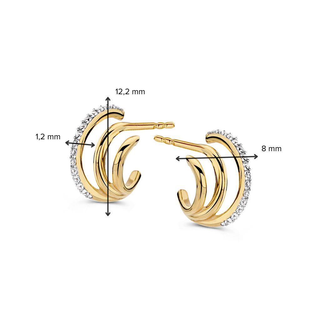 Geelgouden Oorstekers met Zirkonia's - 14K, 8mm