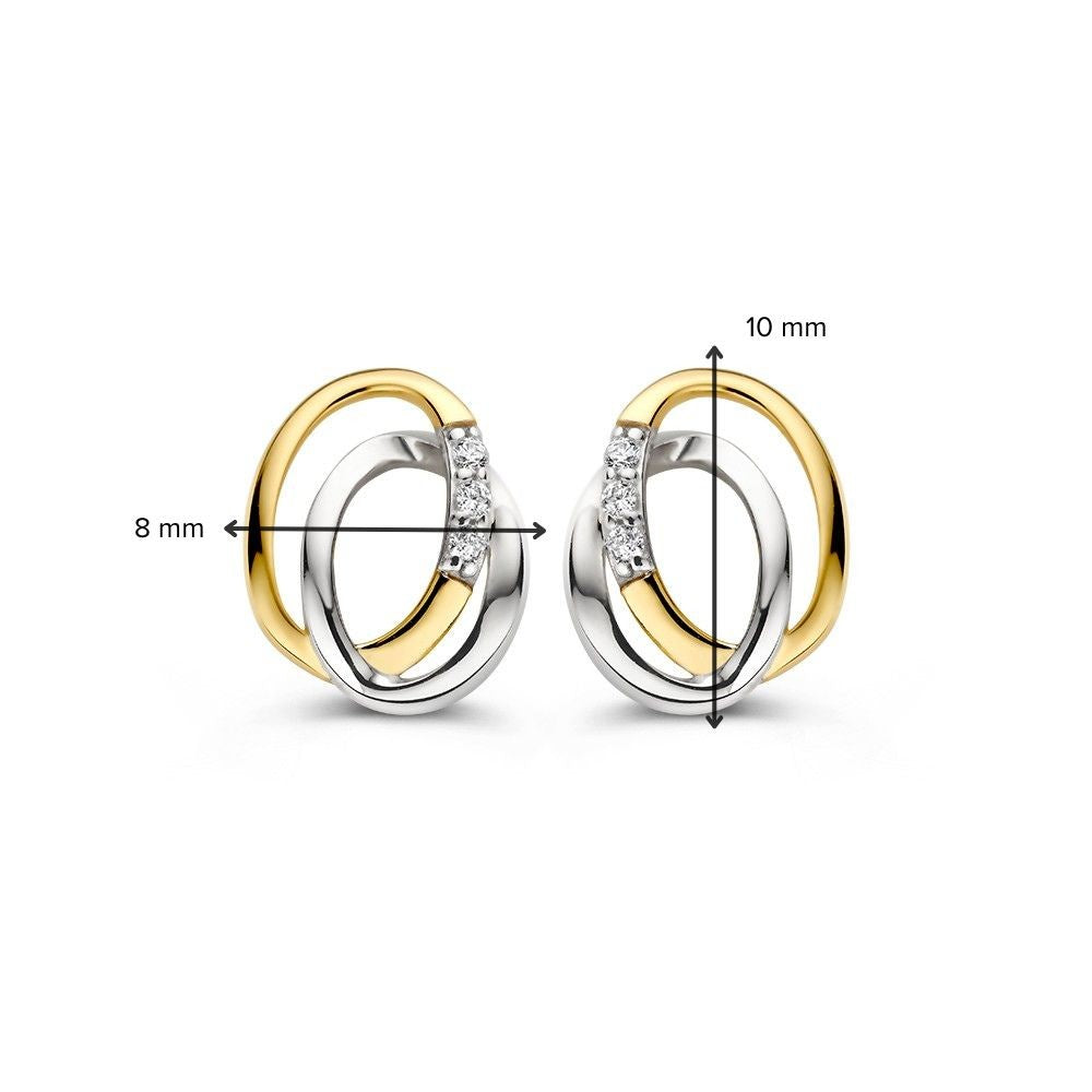 14K Bicolor Gouden Oorstekers met Zirkonia – Elegante Ooraccessoires voor Dames