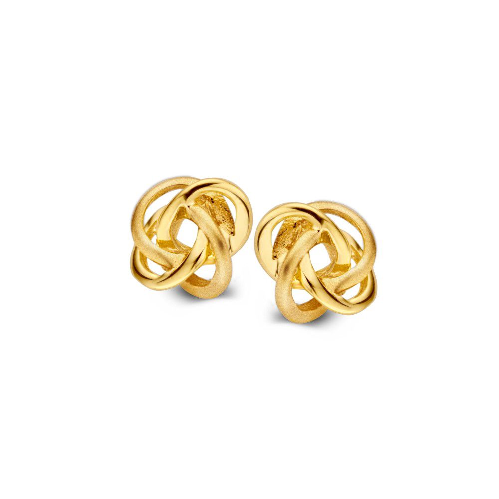 Ohrstecker aus 14K Gelbgold mit polierter und matter Oberfläche, 8 mm groß, zeitloses Design