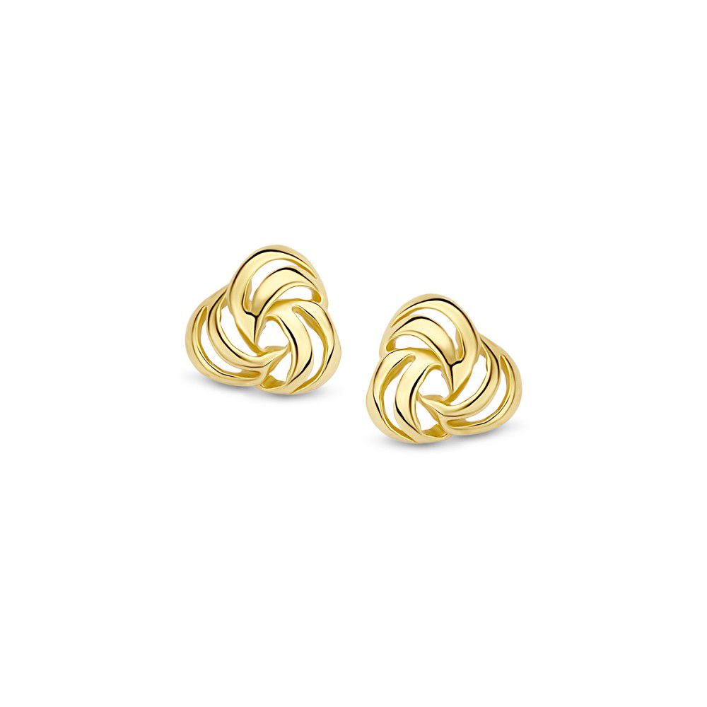 Minimalistische Ohrstecker aus 14K Gelbgold mit einem spiralförmigen Design und einem Durchmesser von 7,3 mm