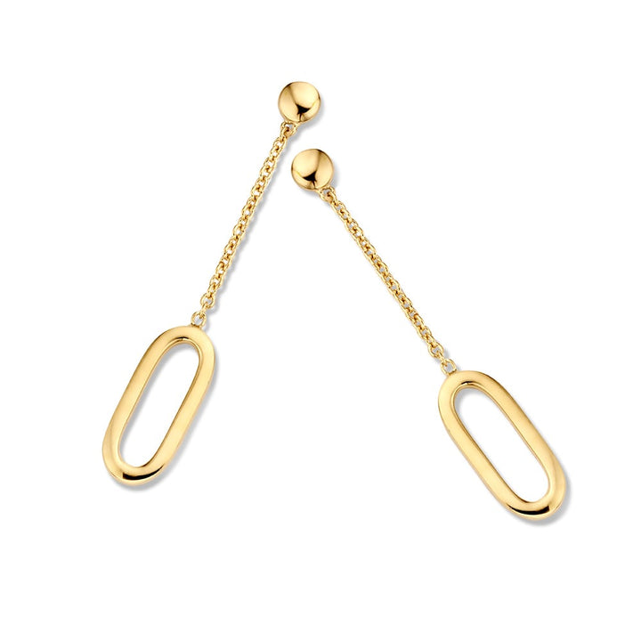 14K Geelgouden Oorstekers met Lange Aanhangers 40mm