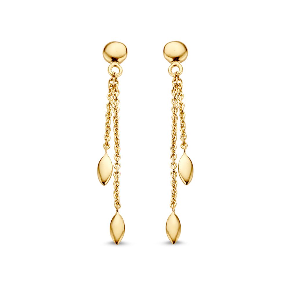 Ohrstecker aus 14K Gelbgold mit langen Anhängern und goldenen Elementen