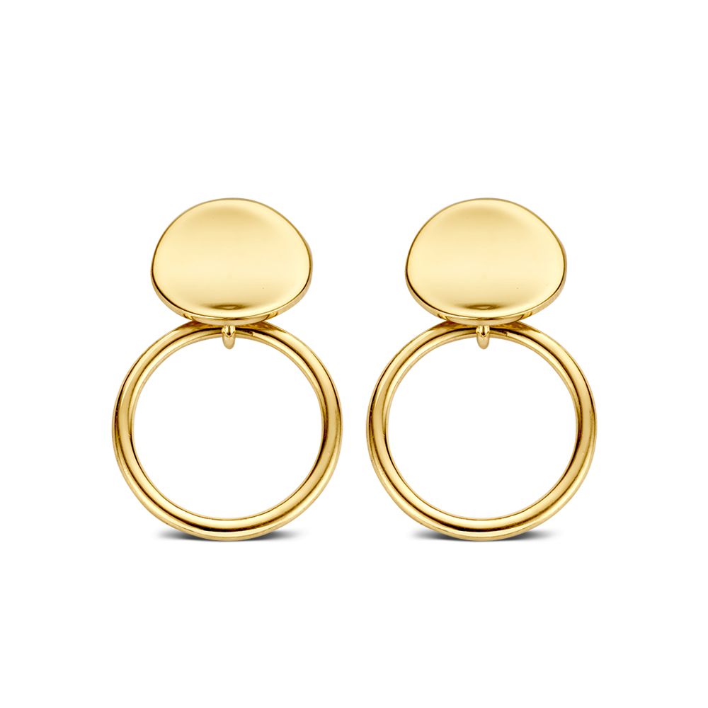 Ohrstecker aus 14K Gelbgold mit einfachem und raffiniertem Design, 18mm x 12mm