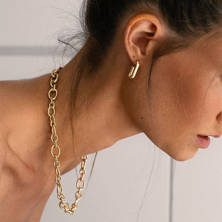 14K Geelgouden Oorringen met Ovaal Design 21mm x 4mm