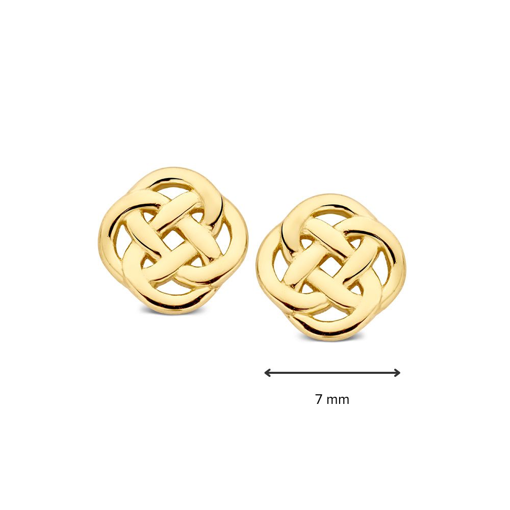 Gelbgold-Ohrstecker mit verschlungenem Muster – Elegante Ohrringe für Damen – Van der Kooij