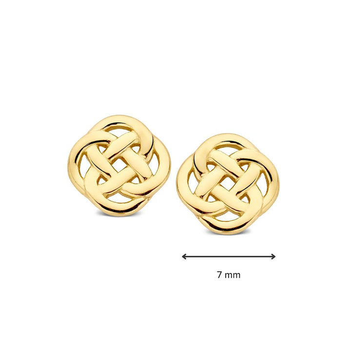 Geelgouden Oorstekers met Verweven Patroon – Elegante Oorbellen voor Dames - Van der Kooij