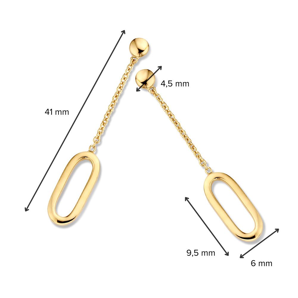 14K Gelbgold Ohrstecker mit langen Anhängern 40mm
