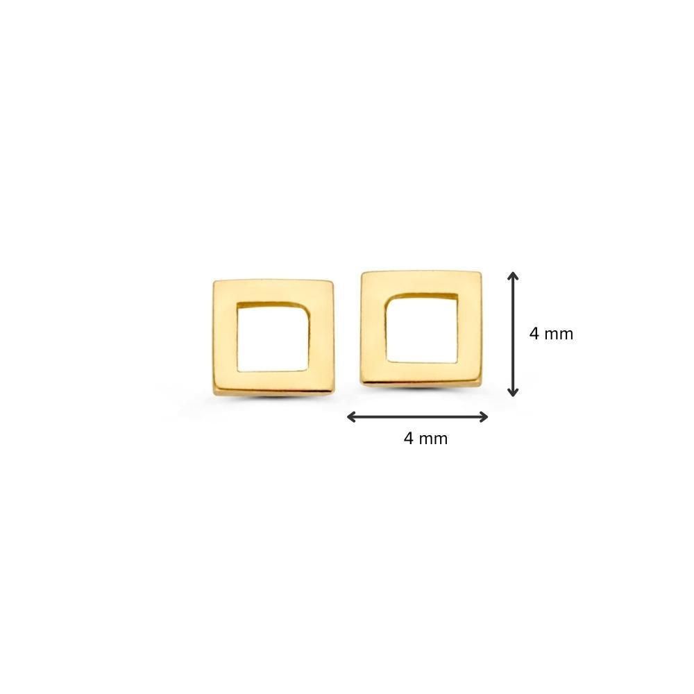 Gelbgold-Ohrstecker im quadratischen Design – Elegant & Zeitlos – Van der Kooij