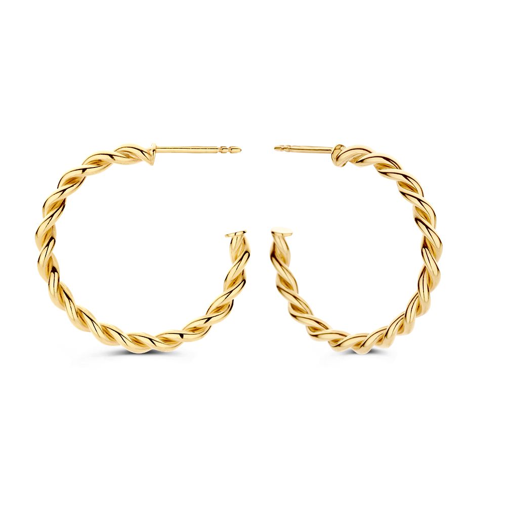 Gelbgoldene Ohrringe mit gedrehtem Band aus 14 Karat Gold