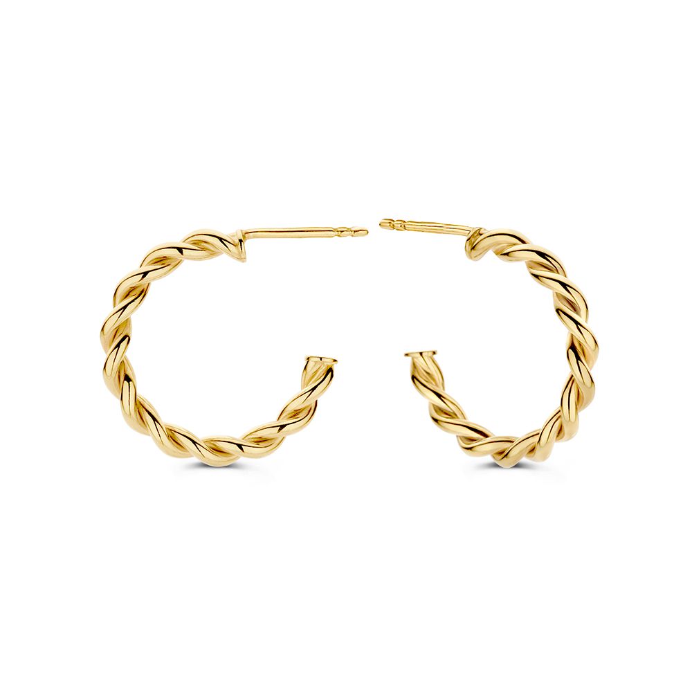 Gelbgoldene Kreolen mit gedrehtem Band aus 14 Karat Gold