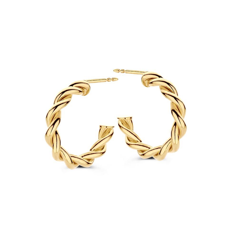 Gelbgoldene Ohringe mit gedrehter Band aus 14 Karat Gold
