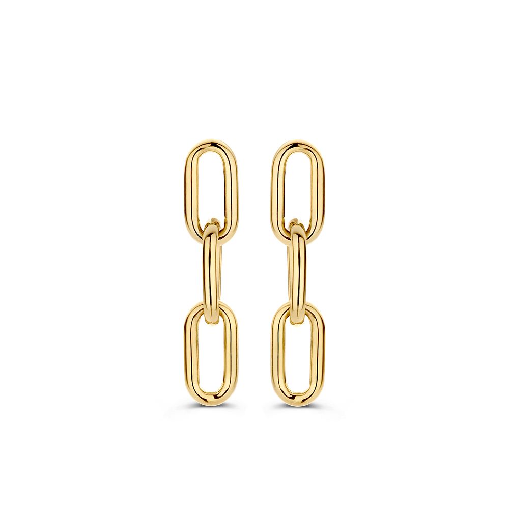 Ohrstecker aus 14 Karat Gelbgold mit Paperclip-Gliedern in länglicher Form