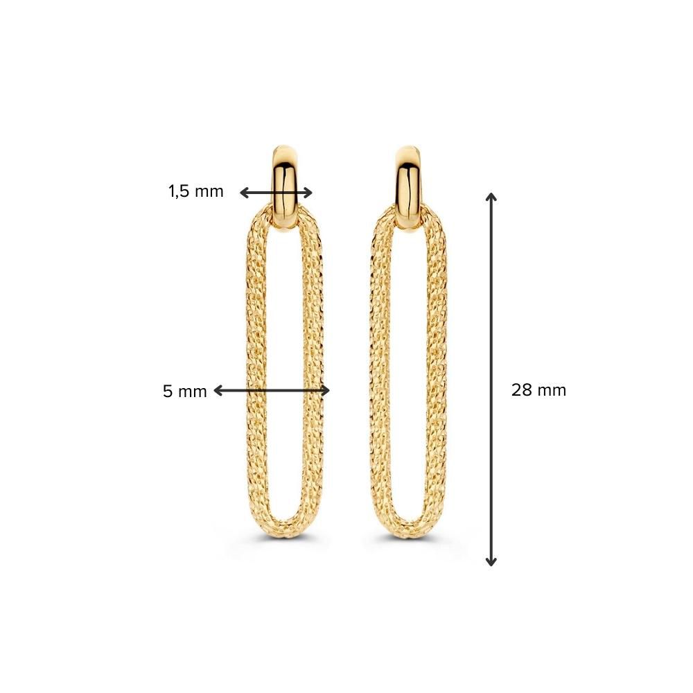 Gelbgold-Ohrringe mit gearbeiteten Paperclip-Gliedern aus 14 Karat Gold