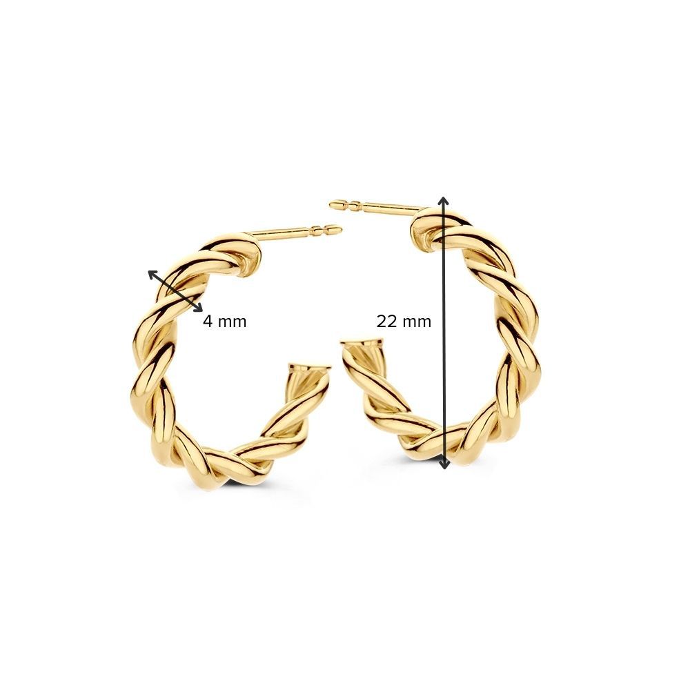 Gelbgoldene Ohrringe mit gedrehter Borte aus 14 Karat Gold