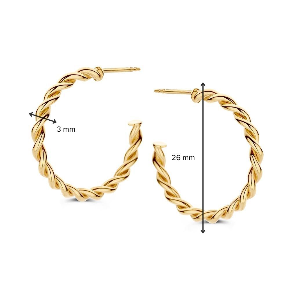 Gelbgoldene Ohrringe mit gedrehtem Band aus 14 Karat Gold