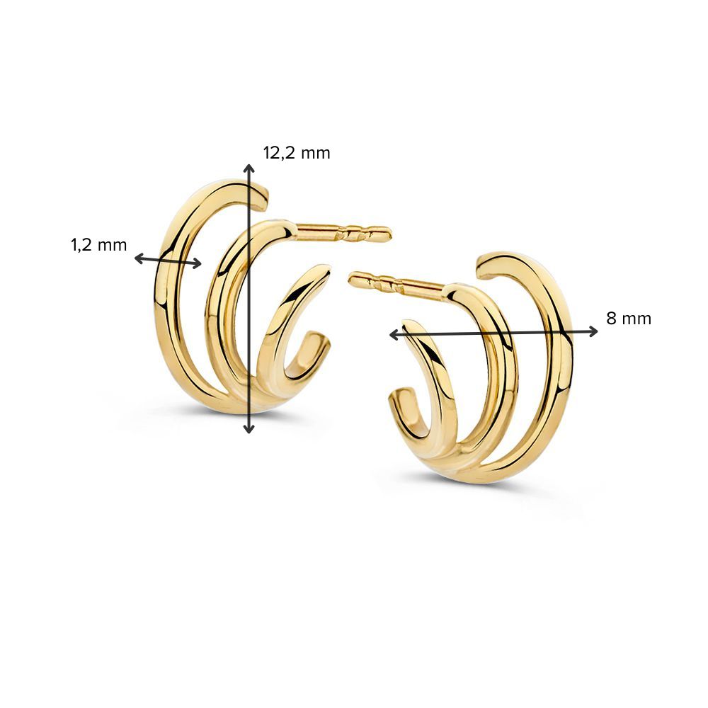 14K Gelbgold Ohrstecker – Drei Ringe in einem Design