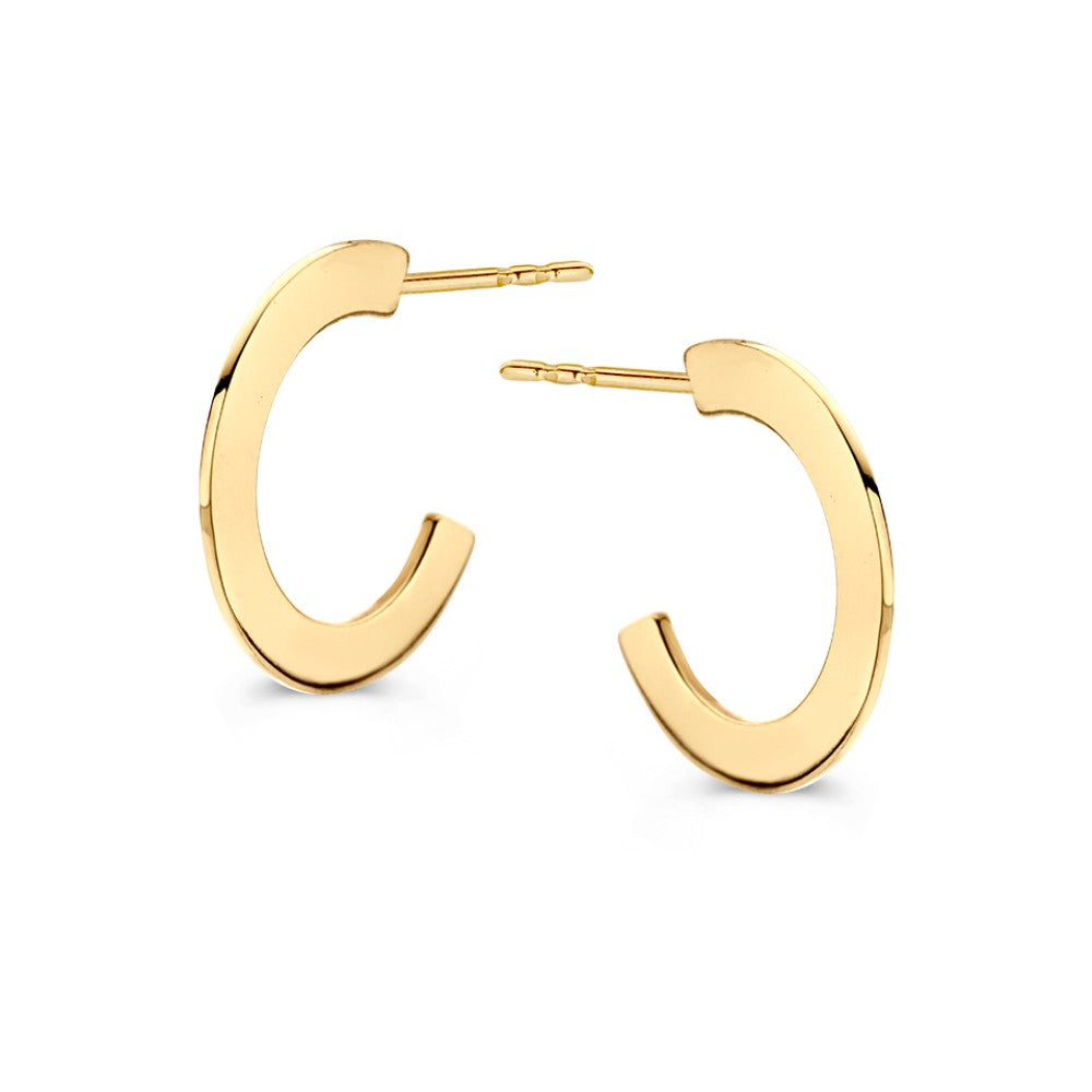 Gelbgoldene Ohrstecker mit flachem, modernem Design aus 14 Karat Gold