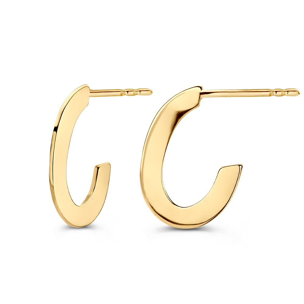 Gelbgoldene Ovale Creolen mit Schlankem, Flachem Design in 14 Karat Gold