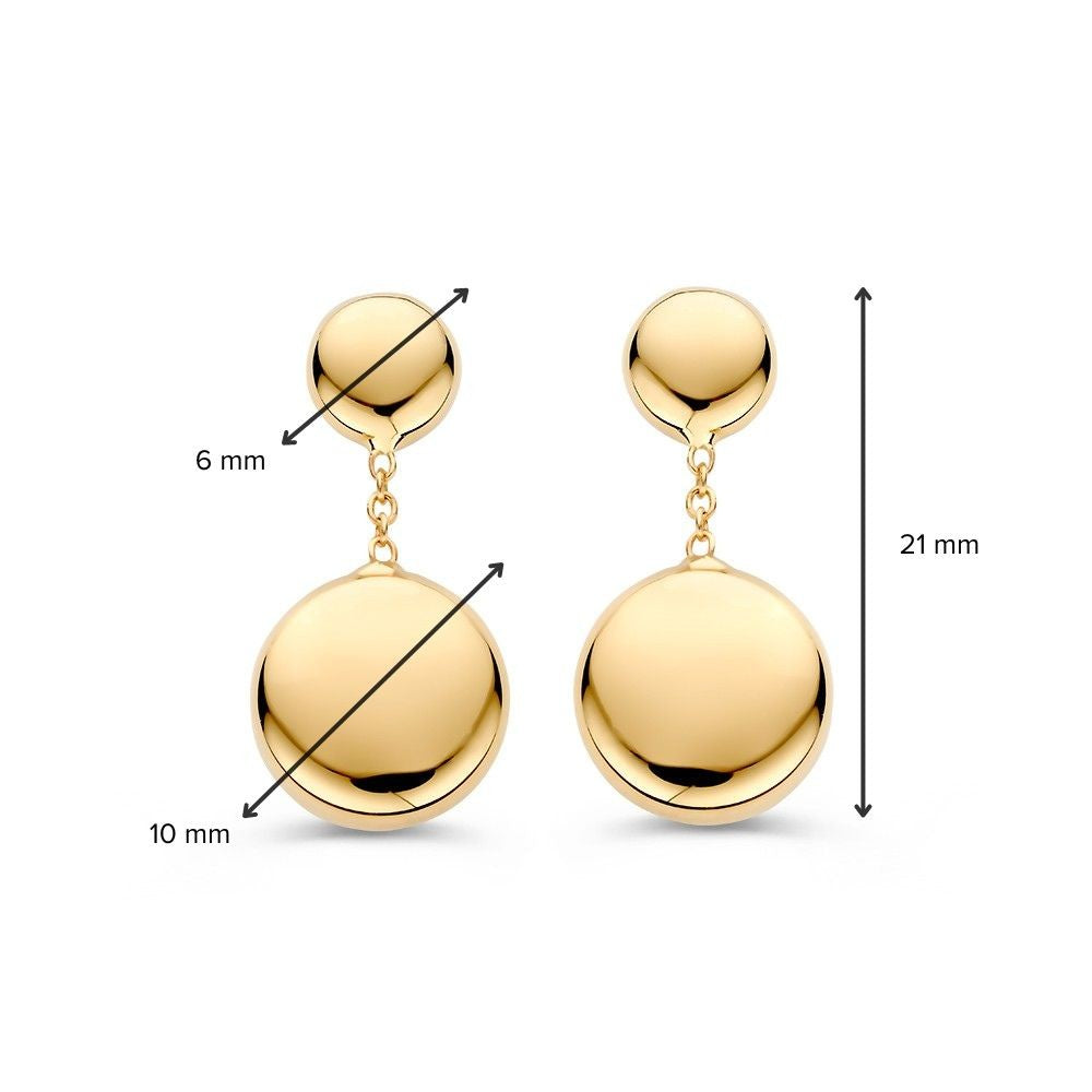 Gelbgold-Ohrringe mit hängenden Goldelementen in 14 Karat Gold