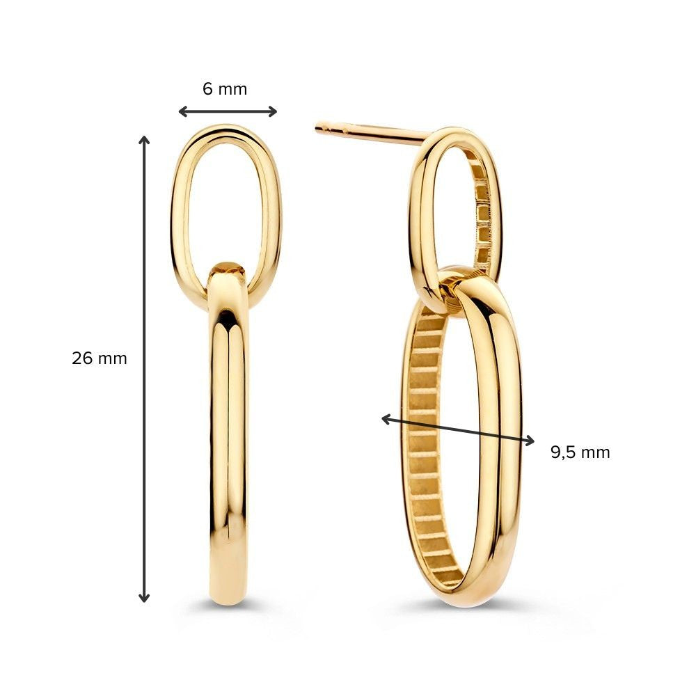 Lange Gelbgold-Ohrstecker mit ovalen Gliedern – dezente Eleganz
