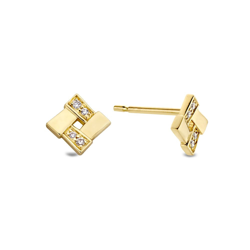 Gelbgoldene Ohrstecker mit Diamanten in 14 Karat Gold