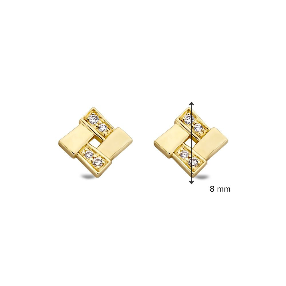 Gelbgoldene Ohrstecker mit Diamanten in 14 Karat Gold
