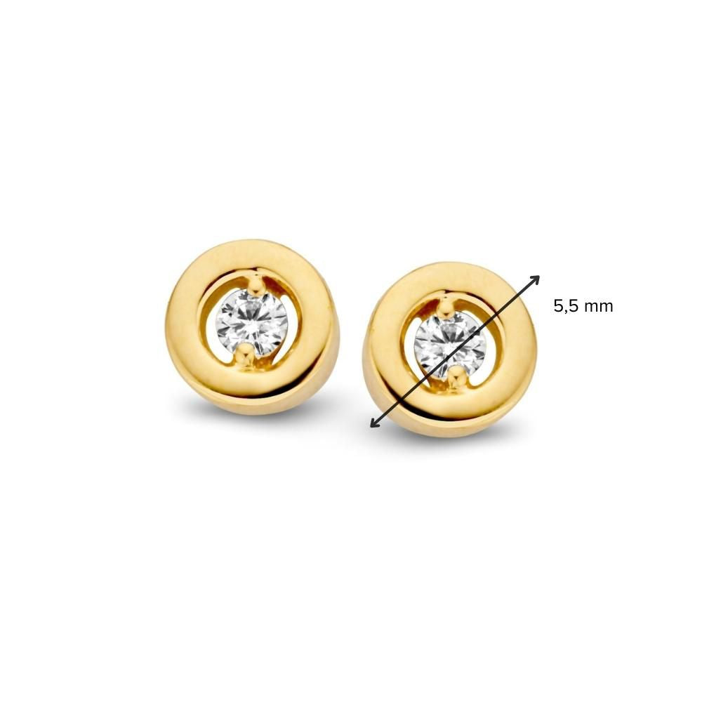 Gelbgold Ohrstecker mit Brillant in Zargenfassung – 14 Karat Gold