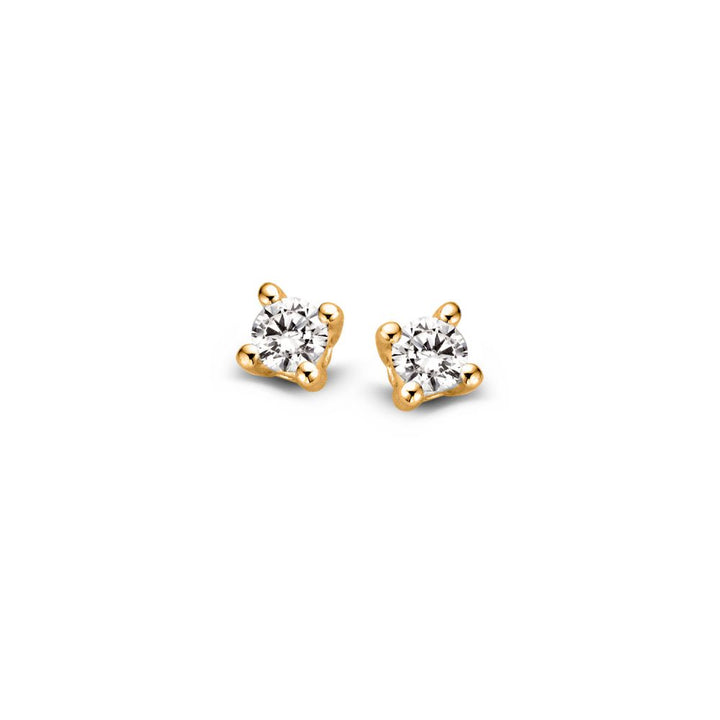 Geelgouden Solitair Oorknoppen met 2x 0,05 crt Diamant – 14 Karaat Goud