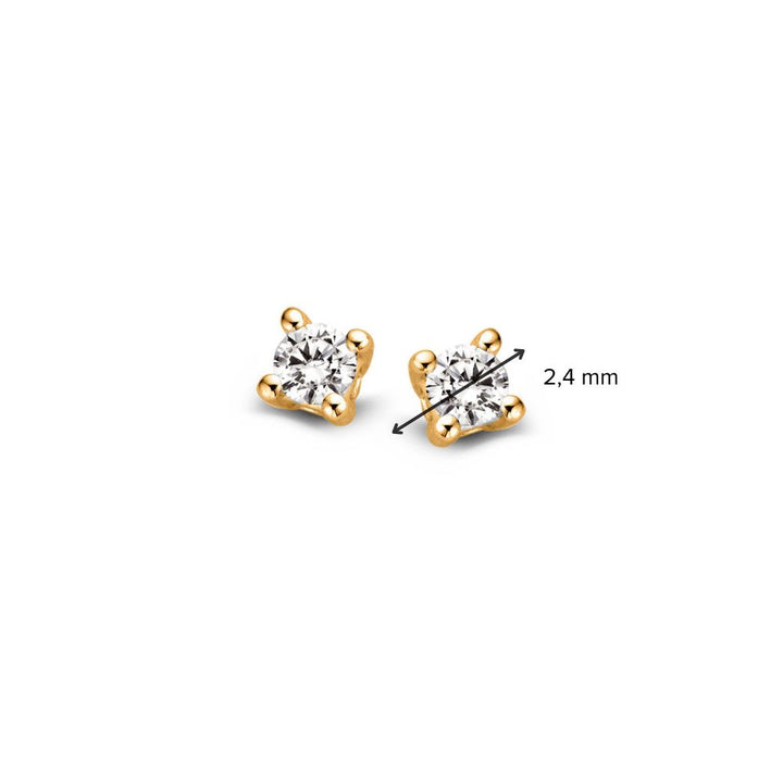 Geelgouden Solitair Oorknoppen met 2x 0,05 crt Diamant – 14 Karaat Goud