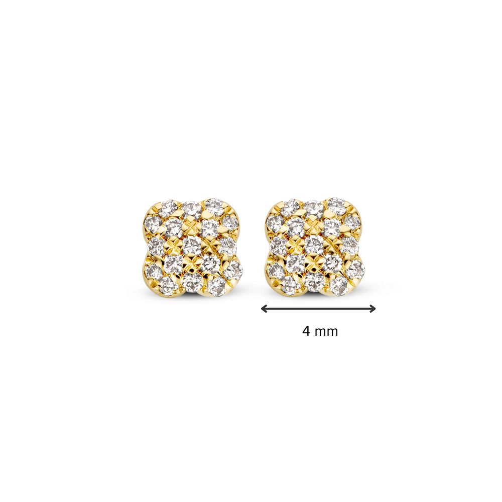 Gelbgoldene Ohrstecker in Blumenform mit Diamanten von 0,11 Karat