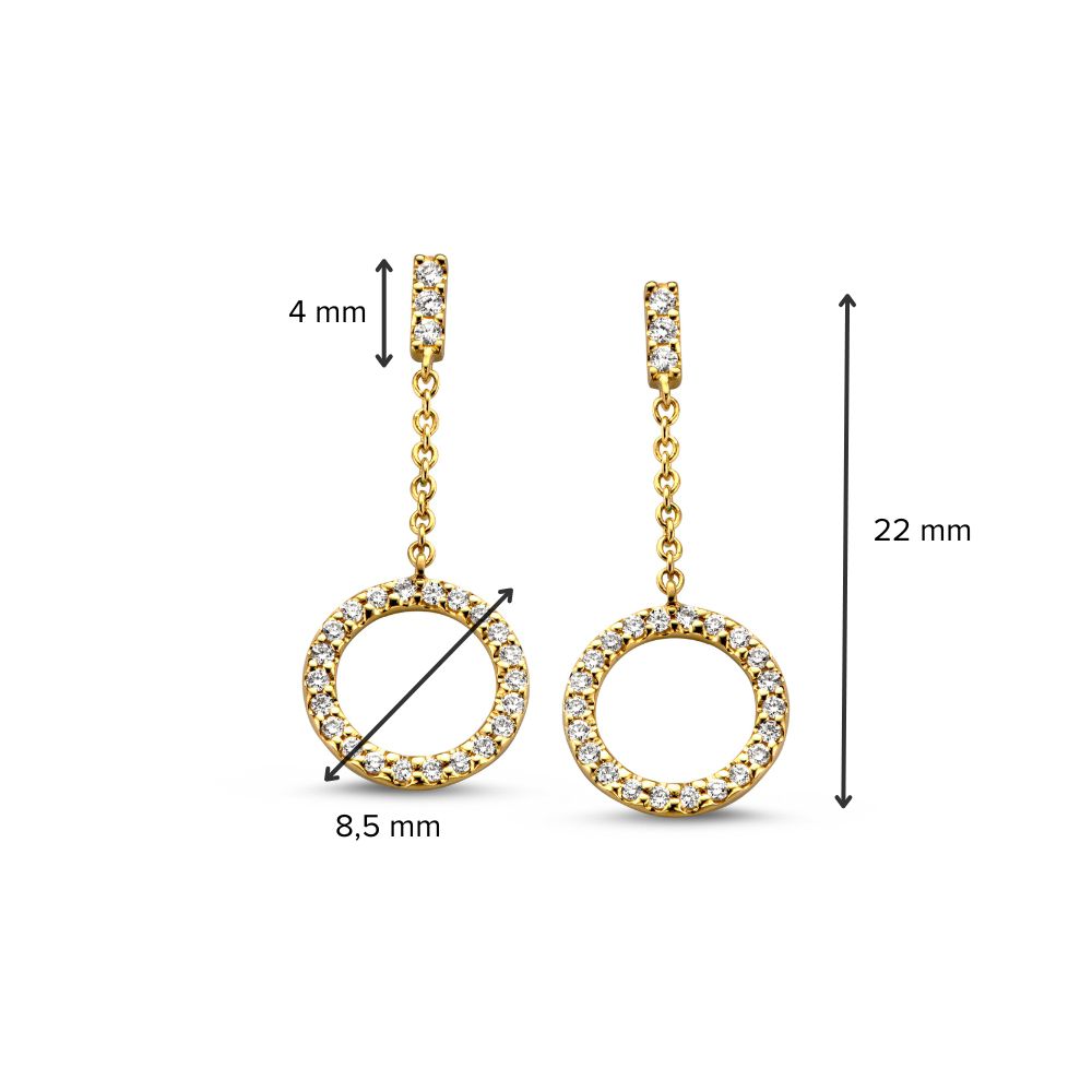 Gelbgold-Ohrstecker mit Diamant-Anhängern von 0,12 ct