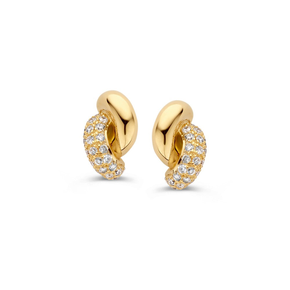Ohrringe aus gelbem Gold in Knotenform mit Diamanten, 0,15 ct