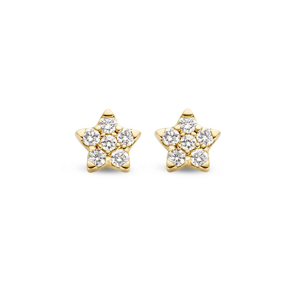 Gelbgoldene Ohrstecker in Sternform mit 0,16 ct Diamanten
