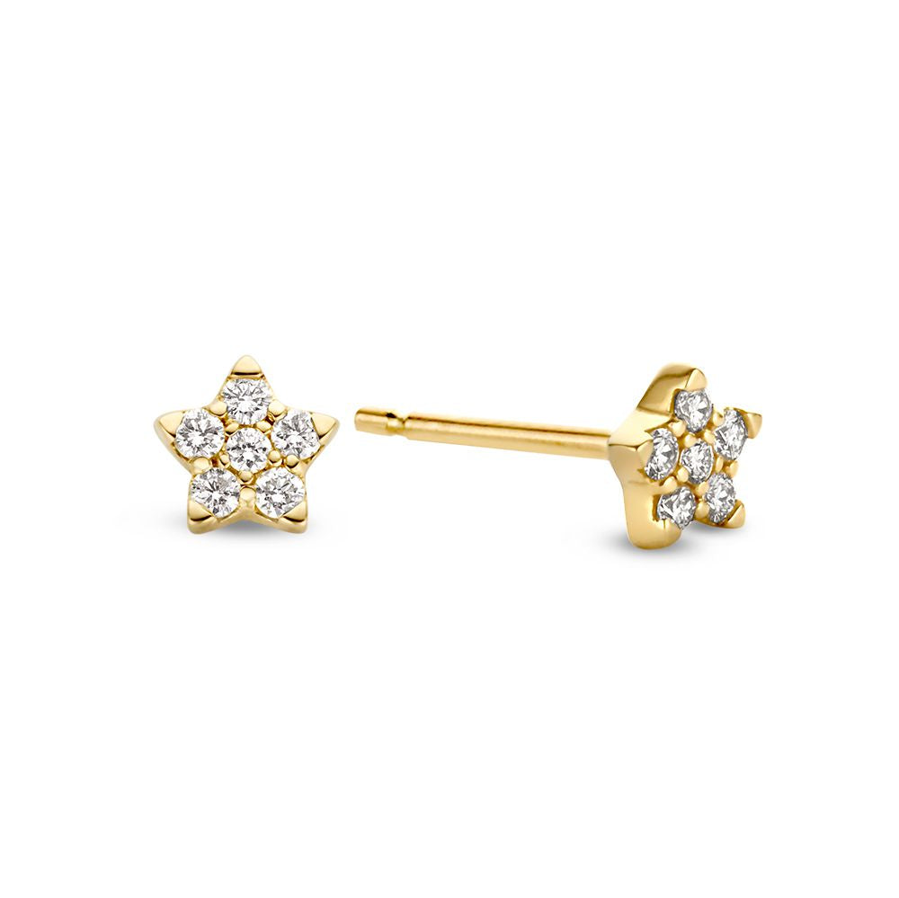 Brillante Ohrstecker aus Gelbgold in Sternform mit 0,16 ct Diamant