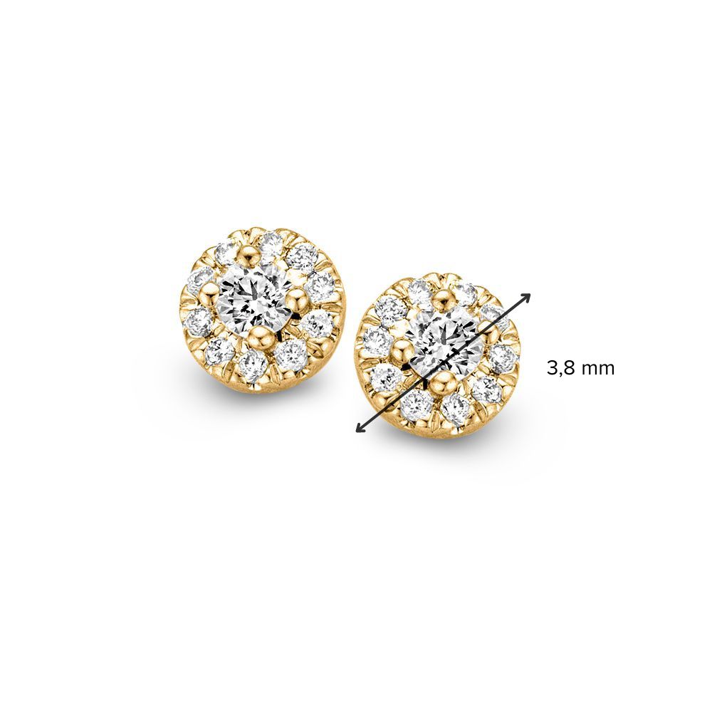 Gelbgoldene Ohrstecker in Entourage-Fassung mit Diamant von 0,17 ct