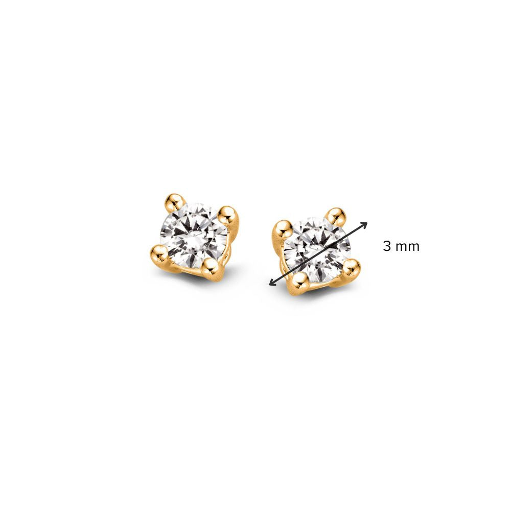 Gelbgold Solitär Ohrstecker mit 2 Diamanten von 0,10 Karat – Elegant und Zeitlos